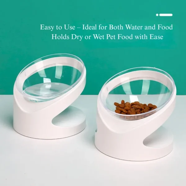 b21c7170f89aa78ce76f62a3019f95cb Anti-spill raised cat bowl showing stable base and tilted structure