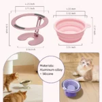 Close-up of silicone dog bowl with non-slip aluminium stand for stable pet feeding