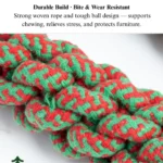 ed385a6e0c768b47066a3fc59fea6fcf Close-up of durable cotton rope and tennis ball texture on Christmas dog toy