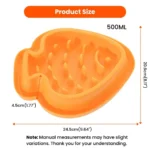 Size chart showing dimensions of Easter carrot PP dog slow feeder bowl