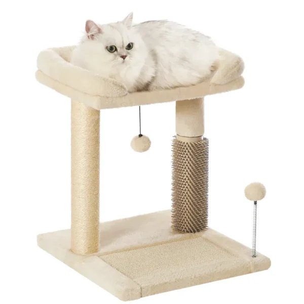 10002 Beige small cat tree tower for kittens with scratching posts and play toys – bulk pet supply.