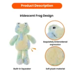 10003 Close-up of soft fuzzy texture on colorful frog plush dog toy