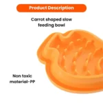 Close-up view of the PP dog slow feeder bowl texture and carrot pattern