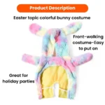 Warm plush material providing comfort for small dogs in Easter bunny costume.