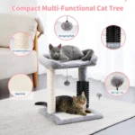 10006 Indoor scene of kittens playing on small 4-in-1 cat tree, ideal for pet shop displays.