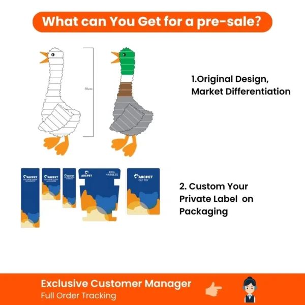 10007 Individual polybag packaging of the brown duck plush dog toy.