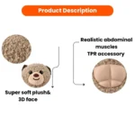 Close-up of the durable TPR abdominal chest on the muscular bear dog toy.