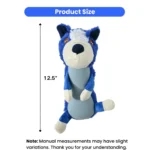 72365cdf3ec9ecc3e131ccf669b022eb Size chart of dog-shaped squeaky plush toy suitable for small to large dogs