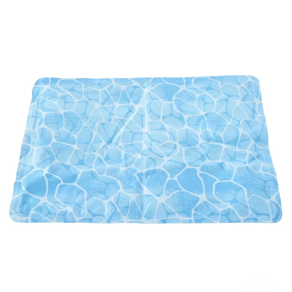 petbw.com Water Wave Cooling Mat M Size for dogs and cats, blue PVC-coated cooling pad with summer design