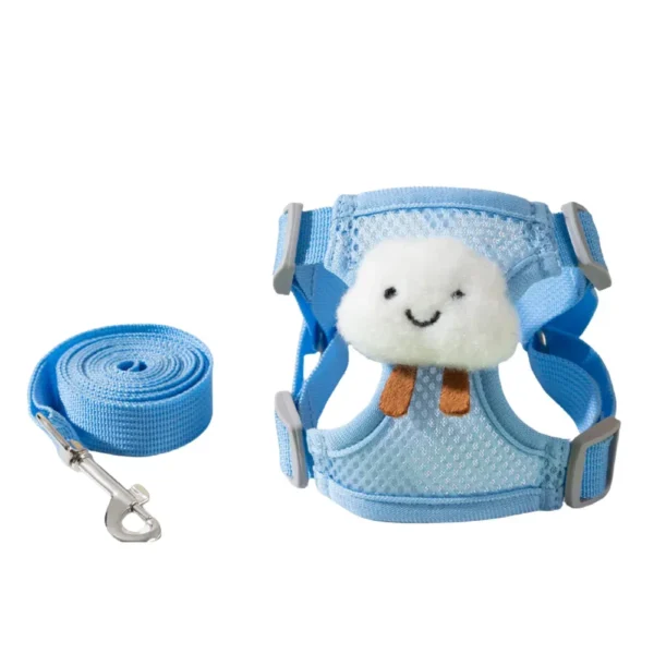 10001 Escape-proof adjustable pet harness with leash set for small dogs and cats in light blue color.
