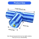 Size diagram of T-shape cat tunnel showing tube lengths and entrance diameter