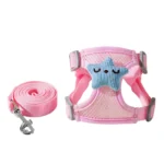 10002 Pink escape-proof mesh pet harness with matching leash.