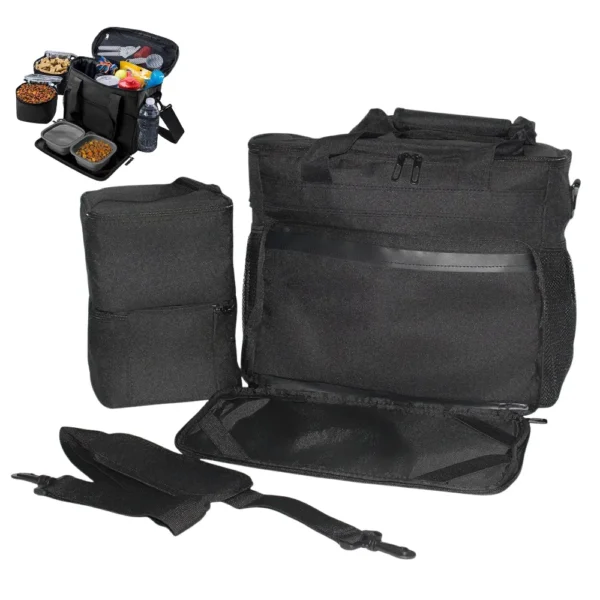 10002 Wholesale pet travel bag with food storage containers for dogs and cats