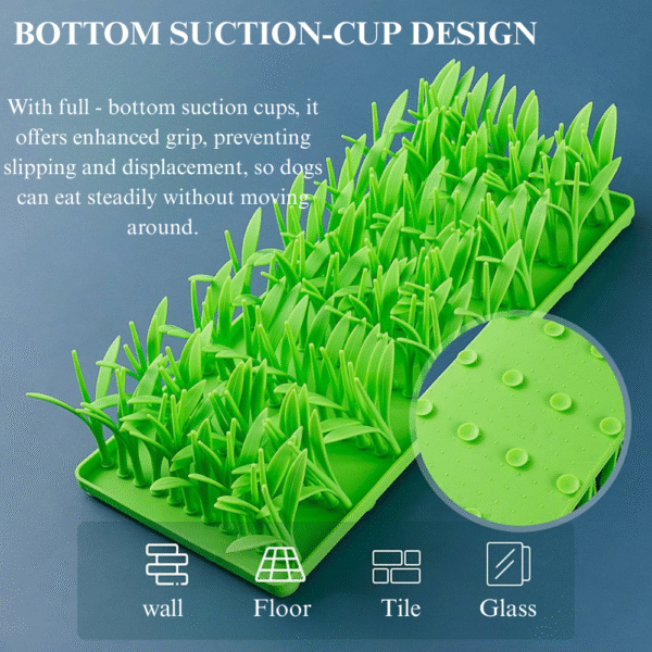 10002 Close-up of silicone grass texture on slow-feeding mat