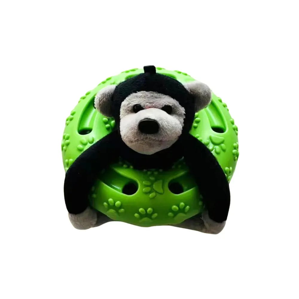 Floating gorilla dog toy with durable TPR ring for summer water play and treat dispensing