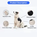 10005 Close-up of waterproof fabric on full-body dog jacket