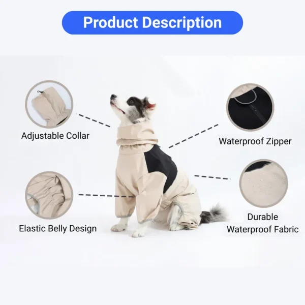 10005 Close-up of waterproof fabric on full-body dog jacket