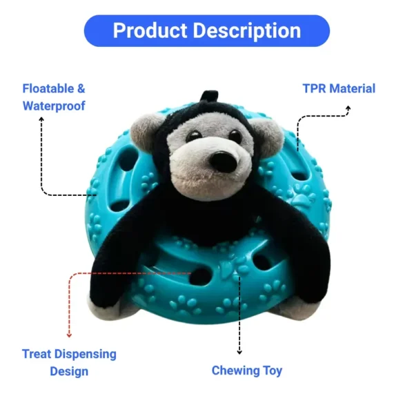 10005 Blue floating gorilla dog toy with TPR ring for summer water play