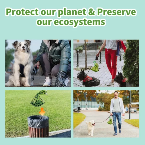 10005 Dog owner using biodegradable poop bag outdoors