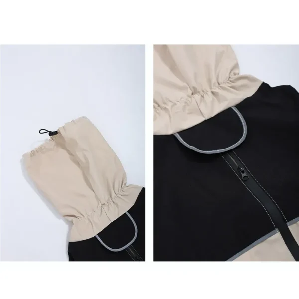 10006 Adjustable collar detail on windproof dog raincoat