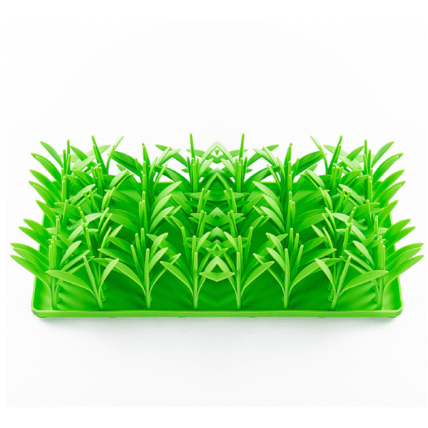 Grass-like silicone slow feeder mat with suction cups for dogs and cats – front view