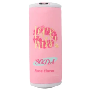 Valentine’s Day plush squeaky pet toy in can shape, rose soda design for dogs and cats