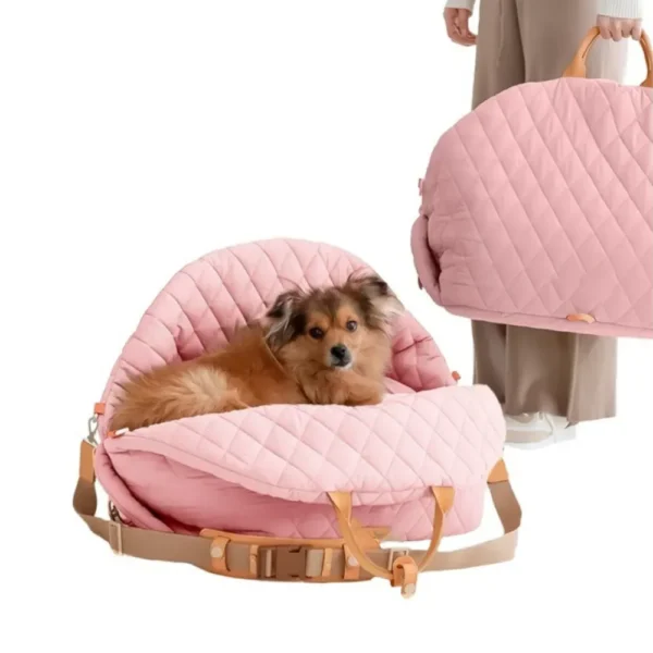 10001 3-in-1 quilted pet carrier bag dog car seat booster and portable pet bed for small dogs and cats pink