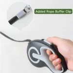 10002 retractable dog leash metal snap hook and shock absorber detail