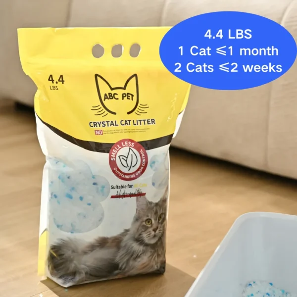 10005 Silica gel crystal cat litter granules showing fast absorption and low tracking texture