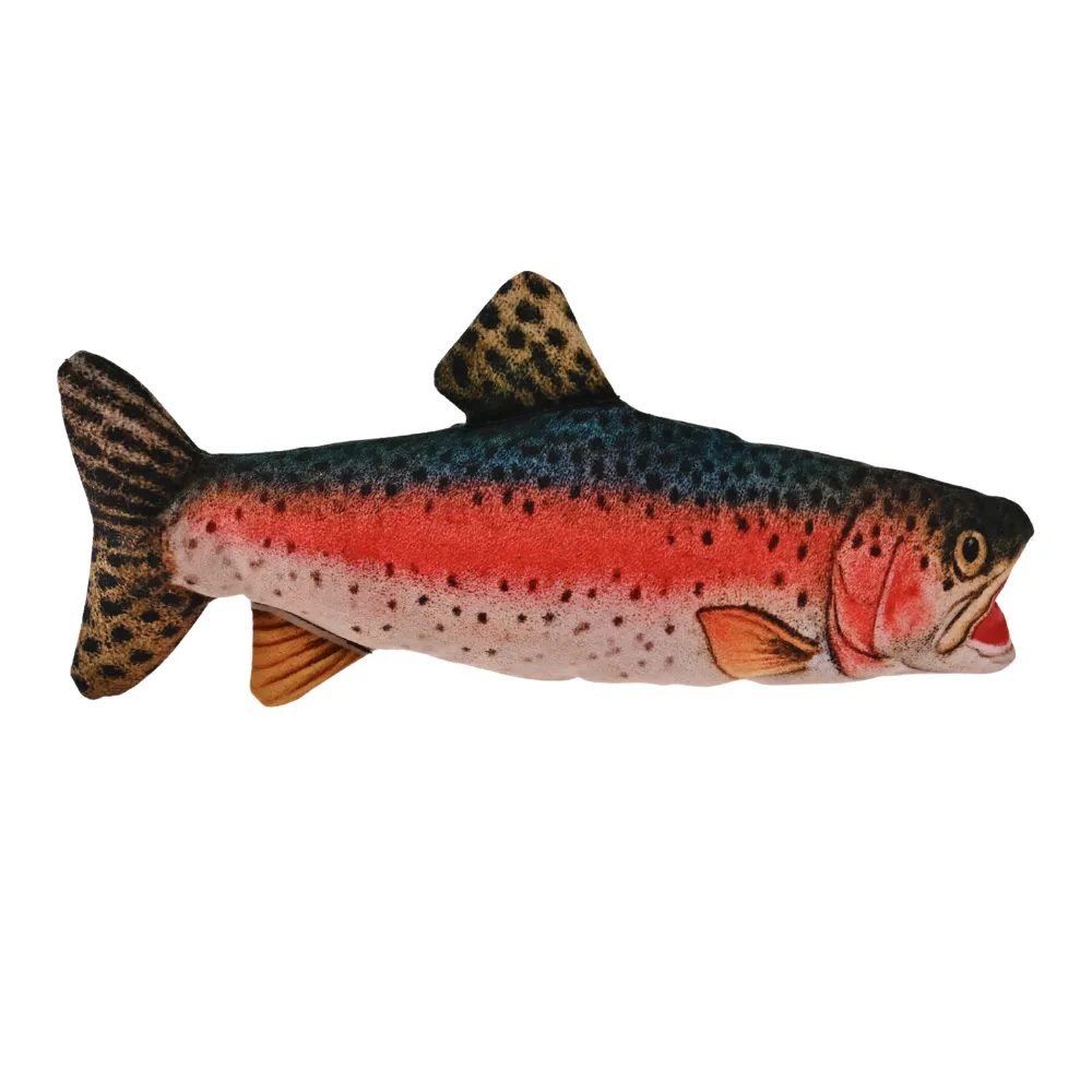 realistic rainbow trout plush dog toy with squeaker durable soft design