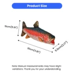 10002 rainbow trout plush dog toy size reference for small and medium dogs