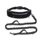 hands free retractable dog leash with running waist belt black color