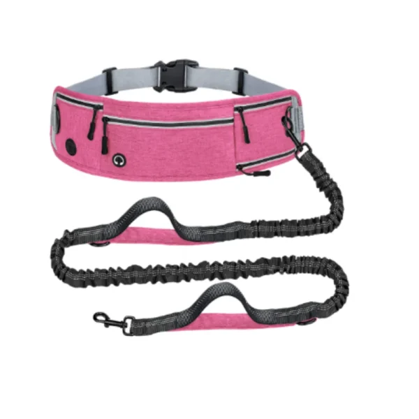 10004 hands free retractable dog leash with running waist belt pink color